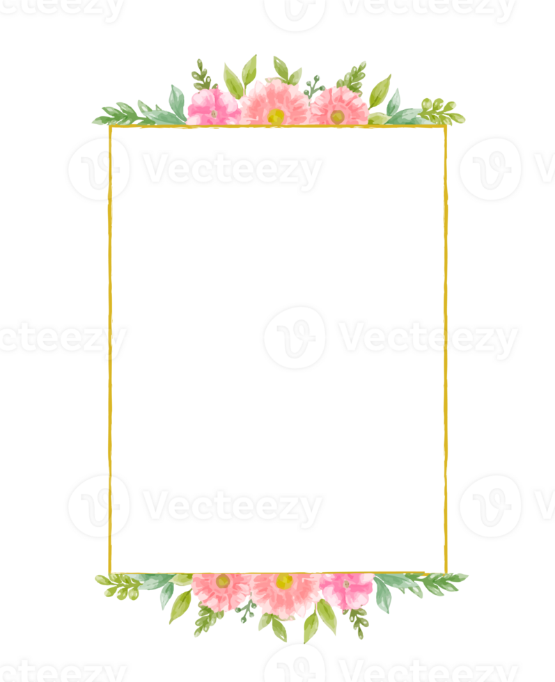 Watercolor floral wreath bouquet label badge png