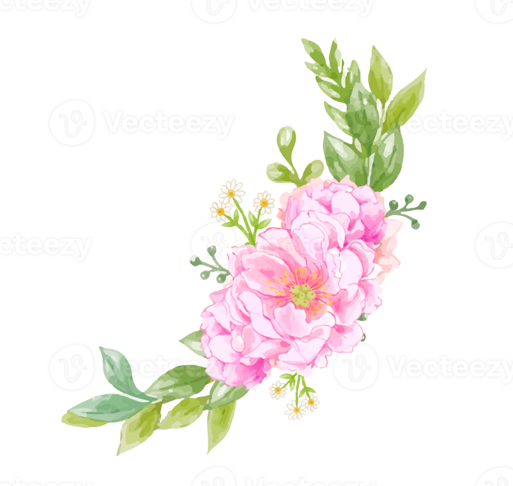 vattenfärg blommig krans bukett png