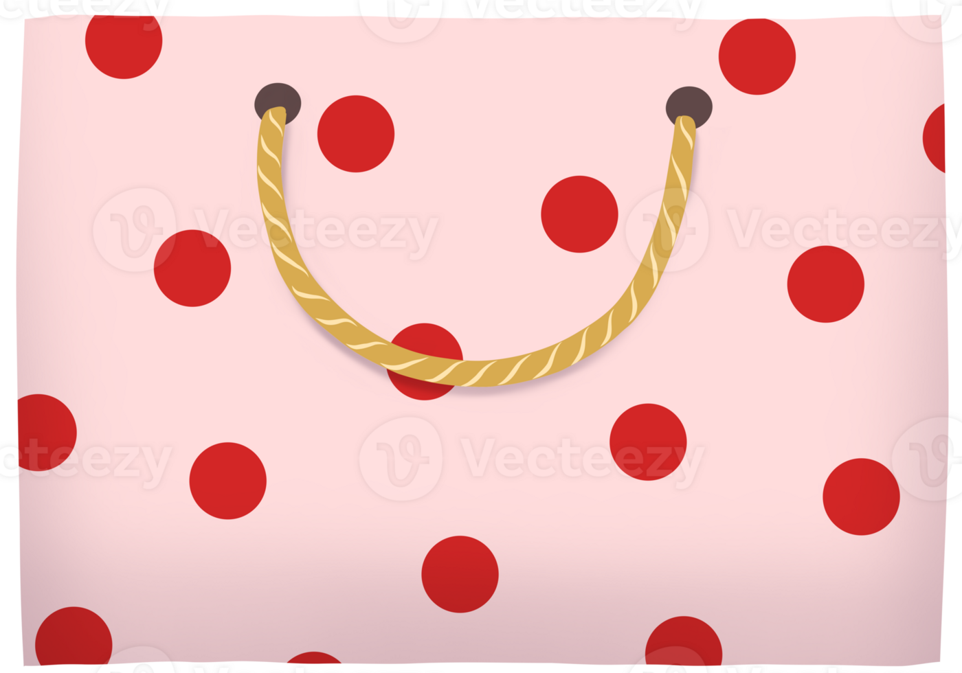 Pink shopping bag with red polka dots png