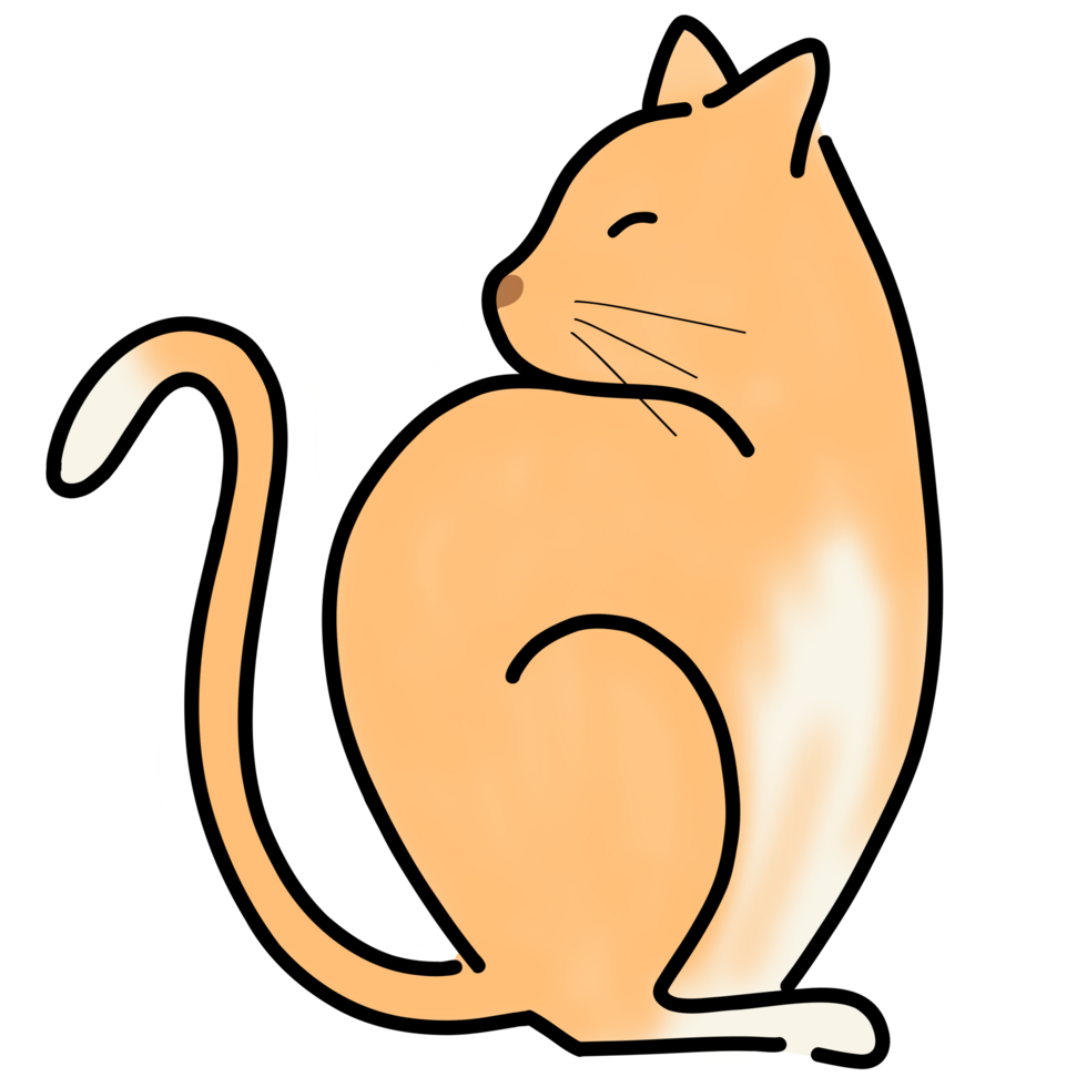 Orange with white patch cat sitting with head turning toward left side png