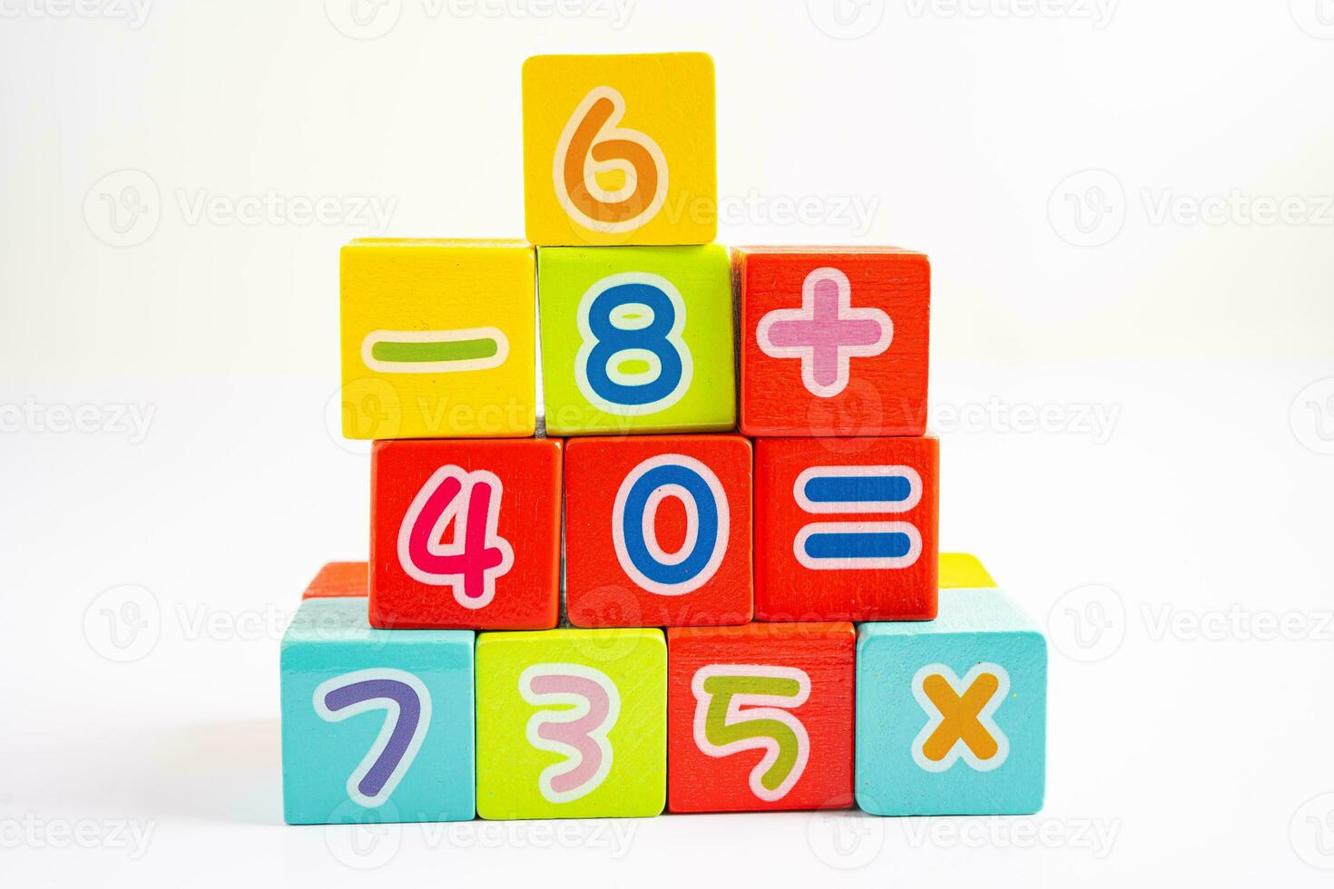 Math number colorful on white background, education study mathematics learning teach concept. photo