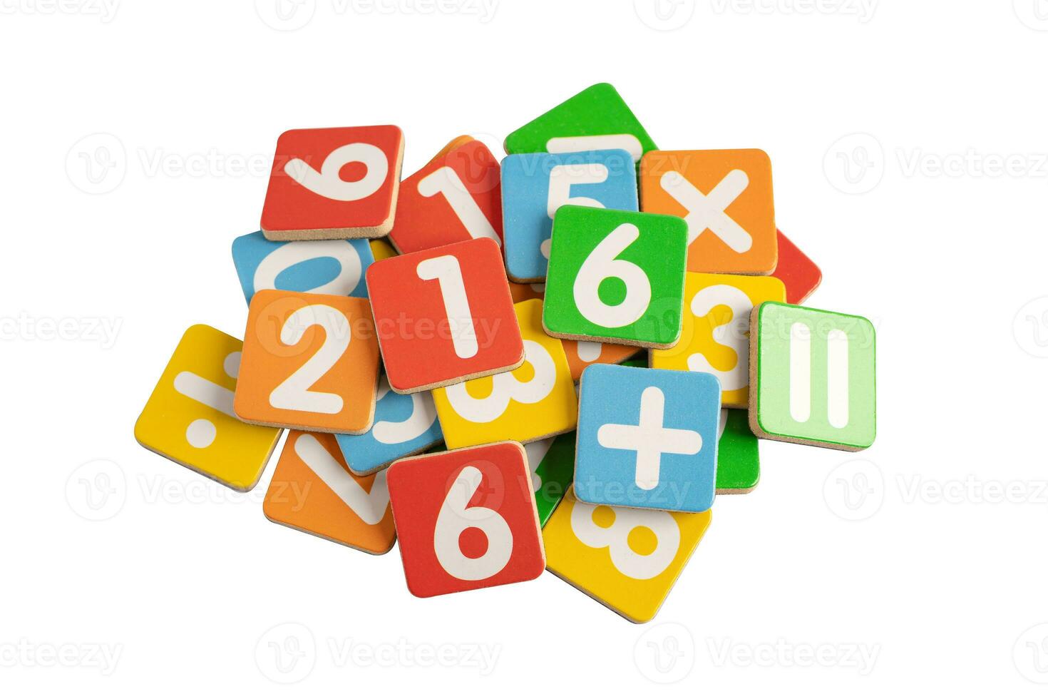 Math number colorful on white background with clipping path, education study mathematics learning teach concept. photo