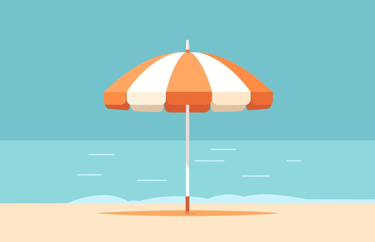 Beach umbrella vector illustration, Colorful umbrella with Beach landscape