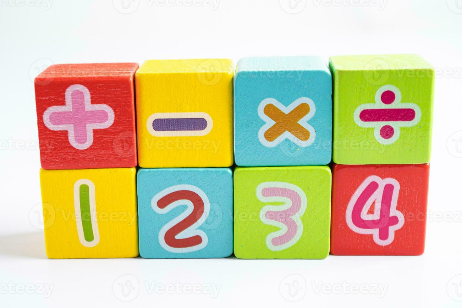 Math number colorful on white background, education study mathematics learning teach concept. photo