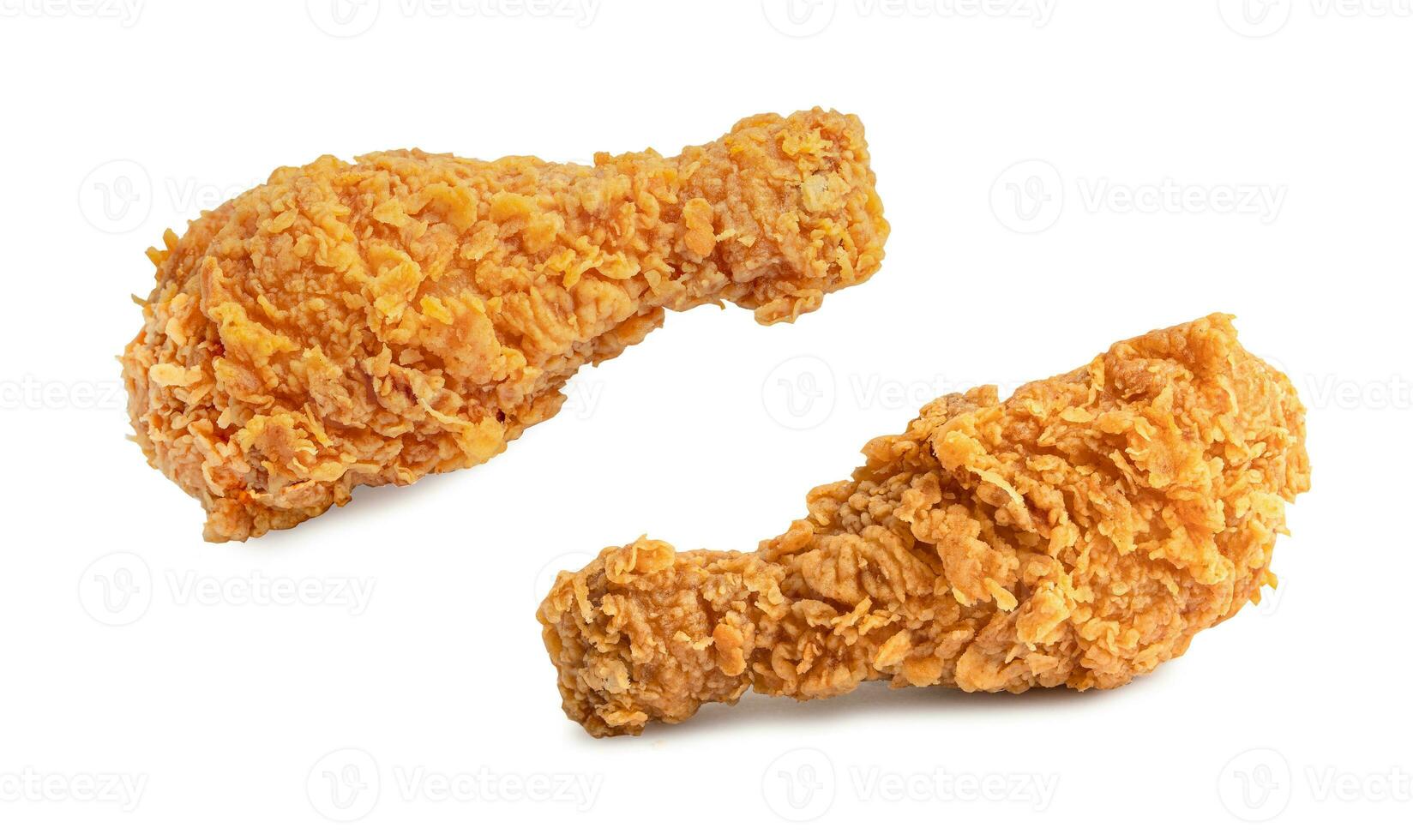 Fried chicken isolated on white background, junk food snack concept. photo
