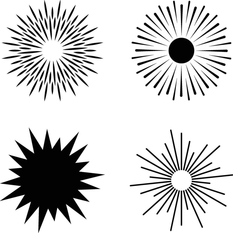 rayos de sol ligero rayo. explotando estrella aislado en transparente. vector ilustración.