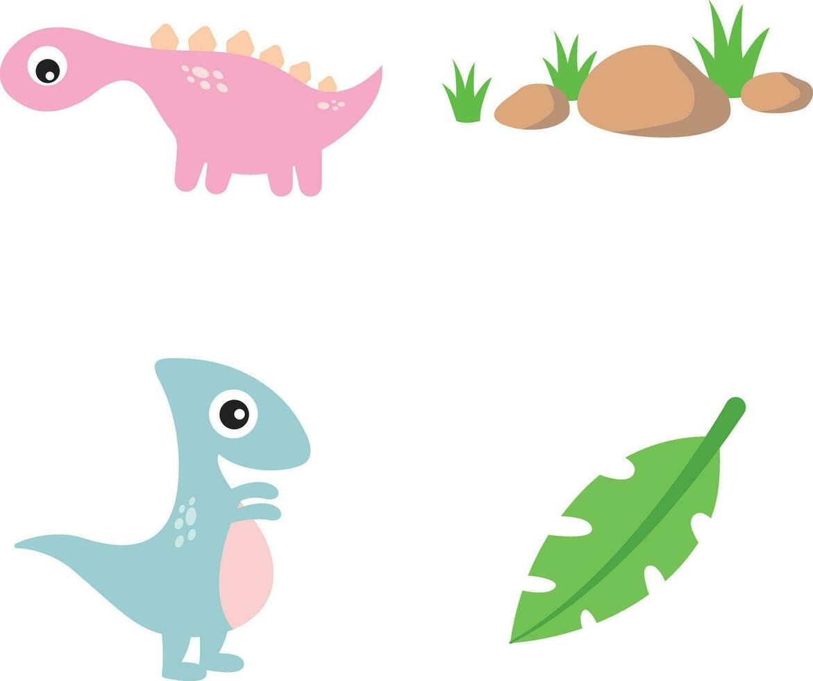 Cute Dino Illustration. Cute little dino set. For design decoration . Vector illustration.