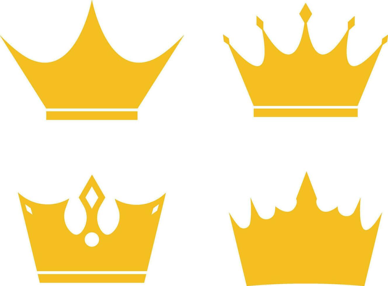 Golden Crown Antique Collection Set Isolated on White Background Vector Illustration