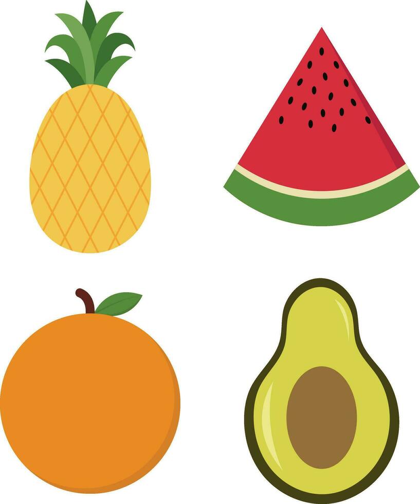 linda Fruta elemento. contento linda conjunto de sonriente Fruta caras. vector conjunto de plano dibujos animados ilustración iconos.vector ilustración.