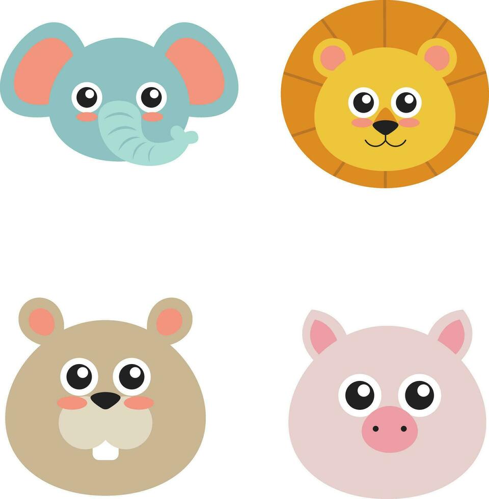 Cute Animal Character. Cute animals vector collection. Cute animals for design decoration.Vector illustration.