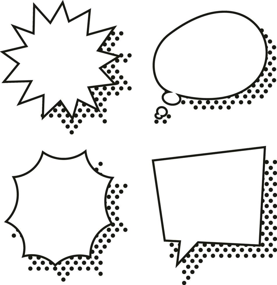 Speech Bubbles Comic. with halftone shadows. Vector illustration