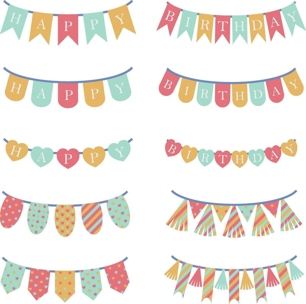 Flag Birthday Party With Confetti And Falling Streamers On Celebration and Happy Birthday Event Background.Vector illustration vector