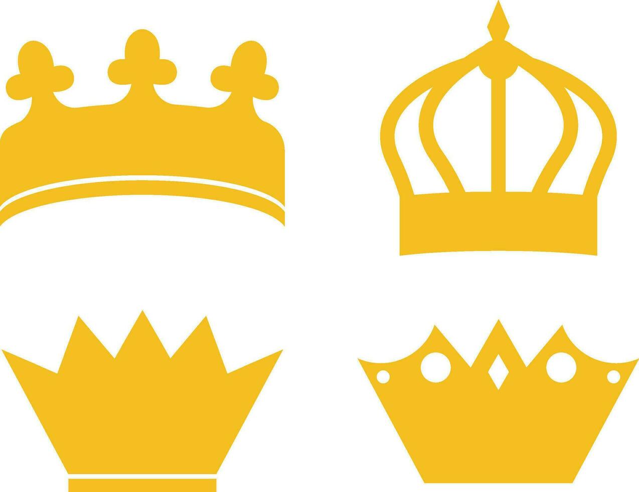 dorado corona antiguo colección conjunto aislado en blanco antecedentes vector ilustración