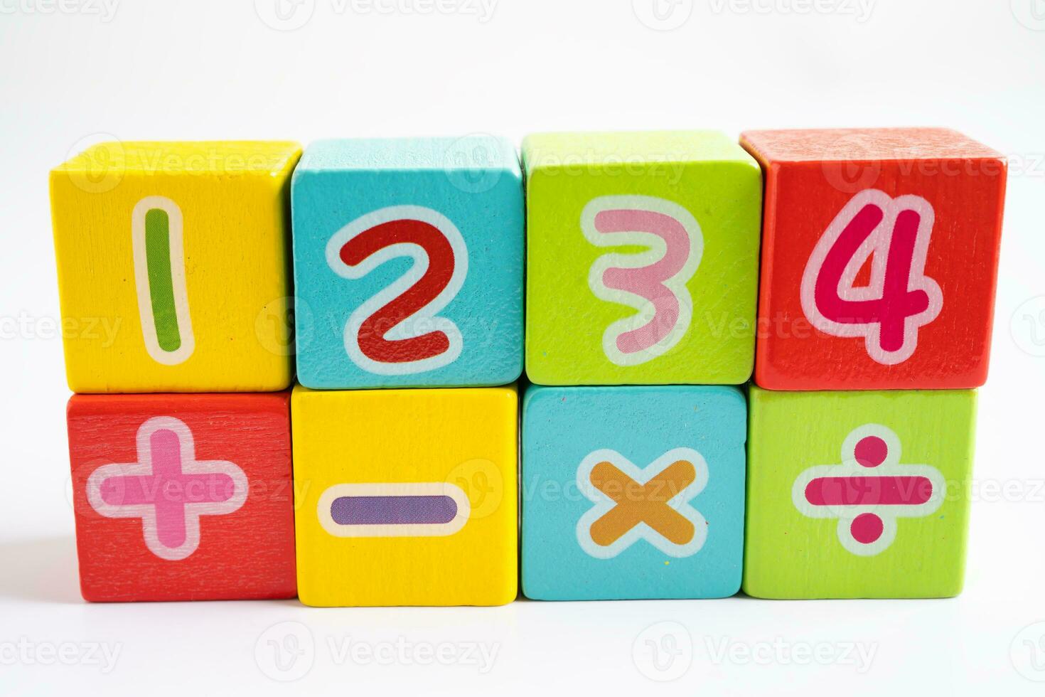 Math number colorful on white background, education study mathematics learning teach concept. photo