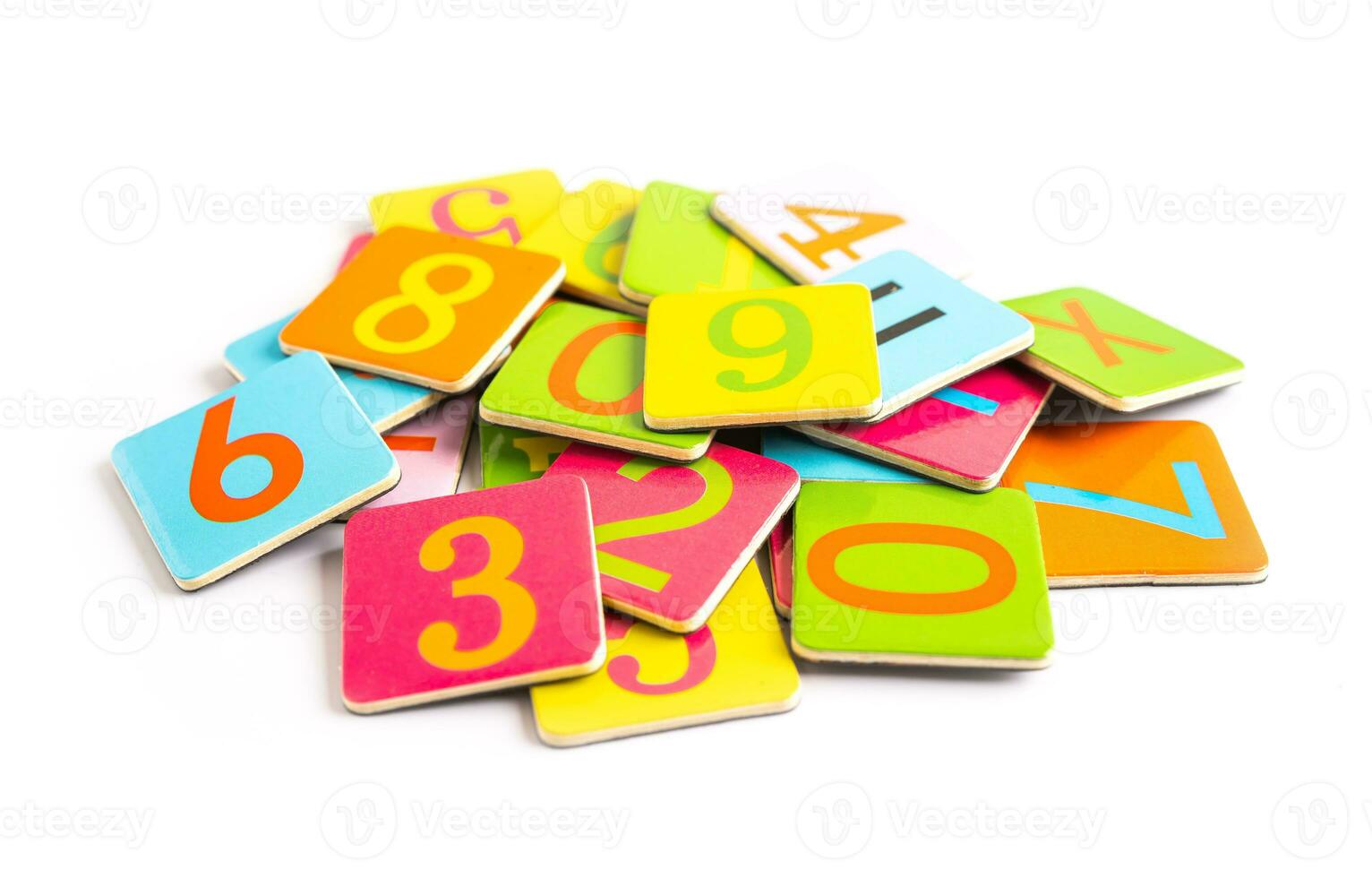 Math number colorful on white background, education study mathematics learning teach concept. photo