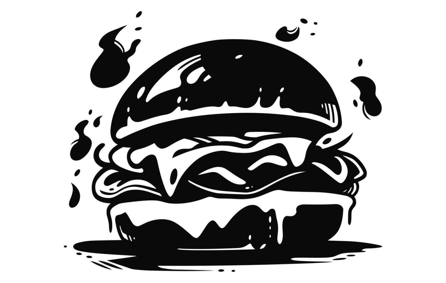 Barbecue Burger Vector, Burger Flat illustration, Barbecue Burger Vector silhouette