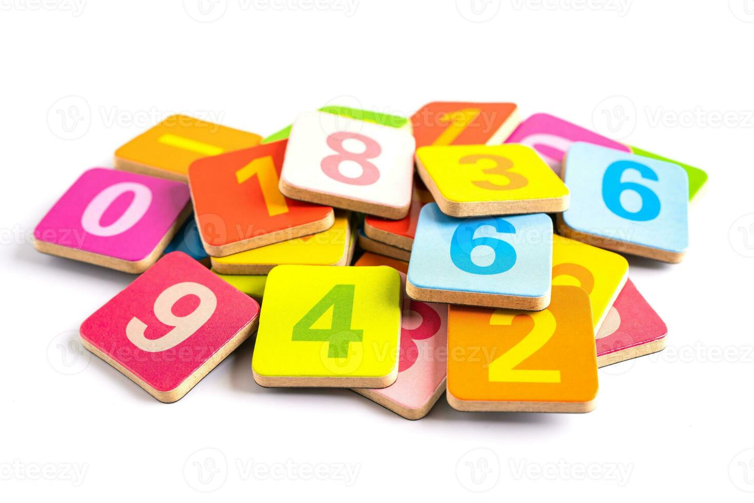 Math number colorful on white background, education study mathematics learning teach concept. photo