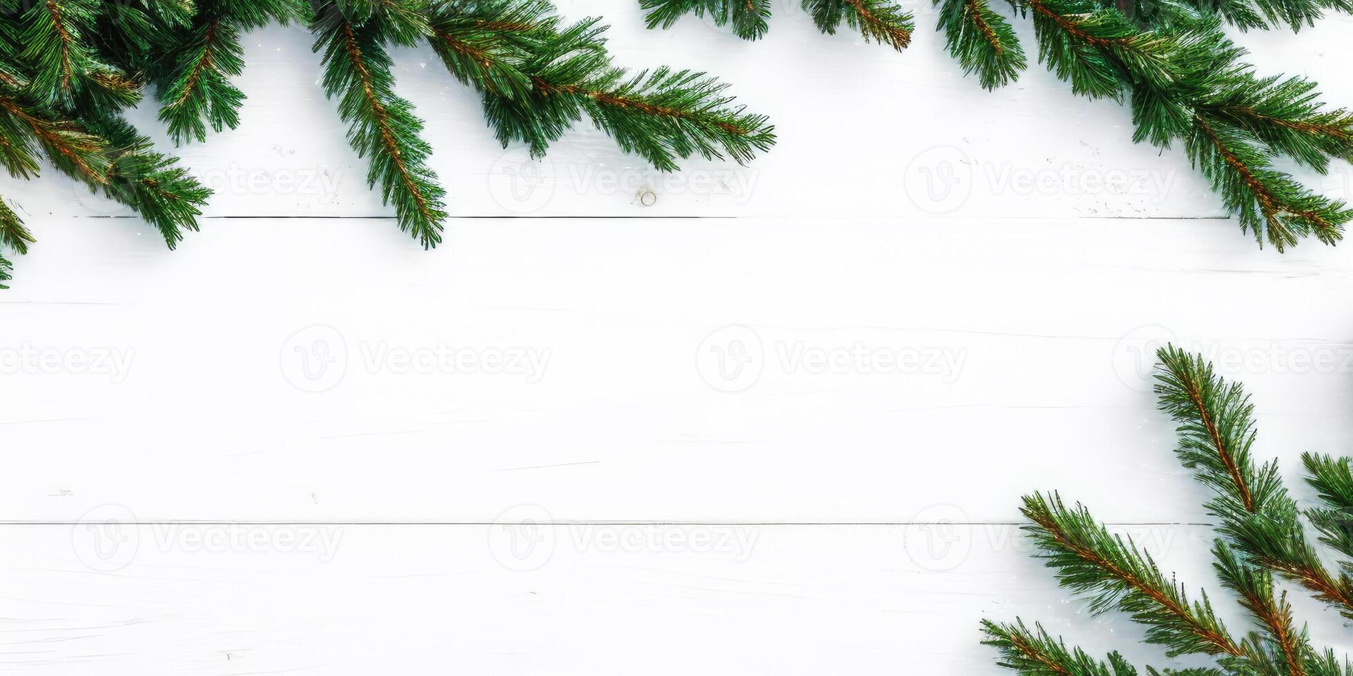 Christmas tree branches and ornaments isolated on white background,Generative AI. photo