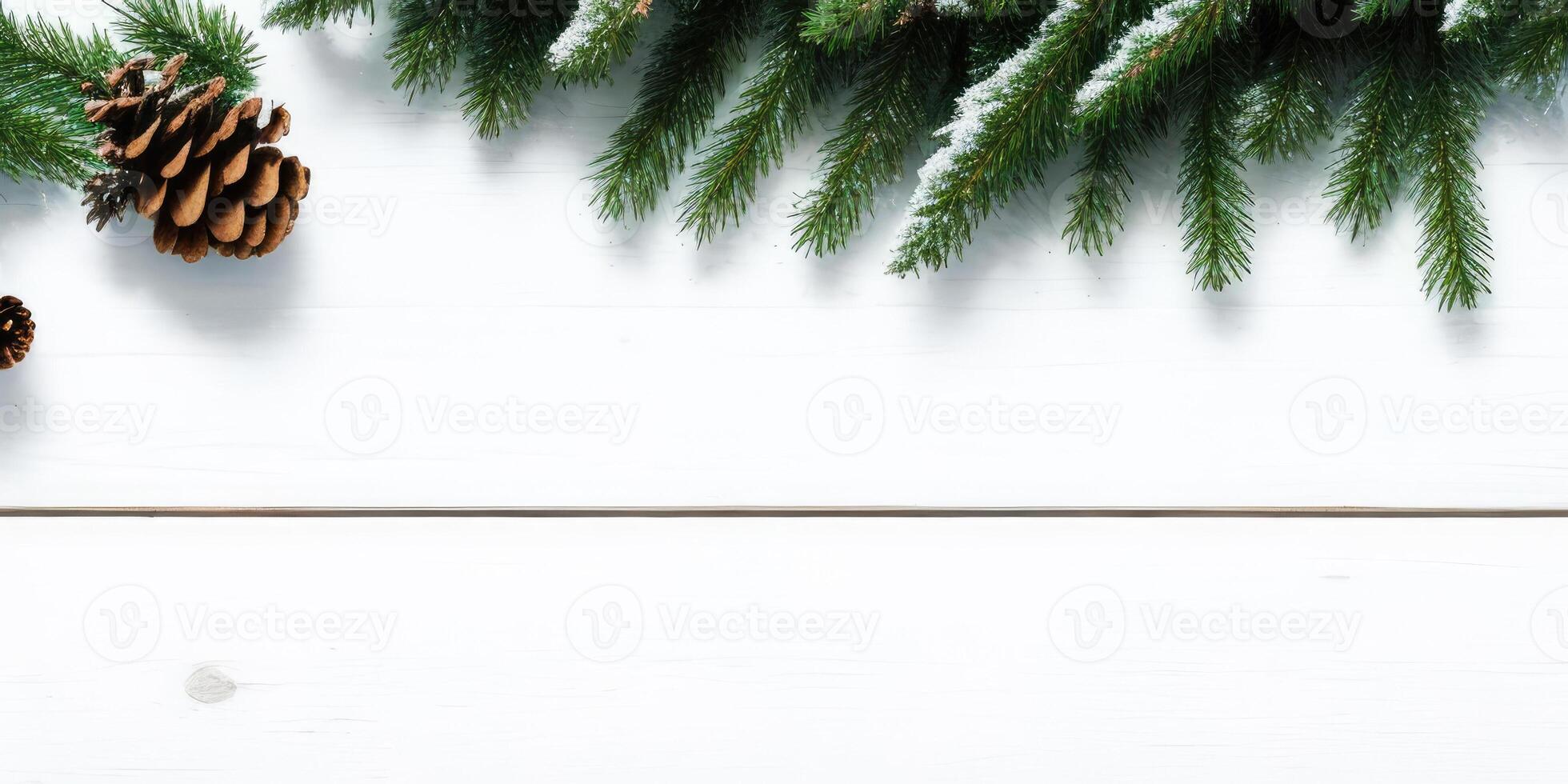 Christmas tree branches and ornaments isolated on white background,Generative AI. photo