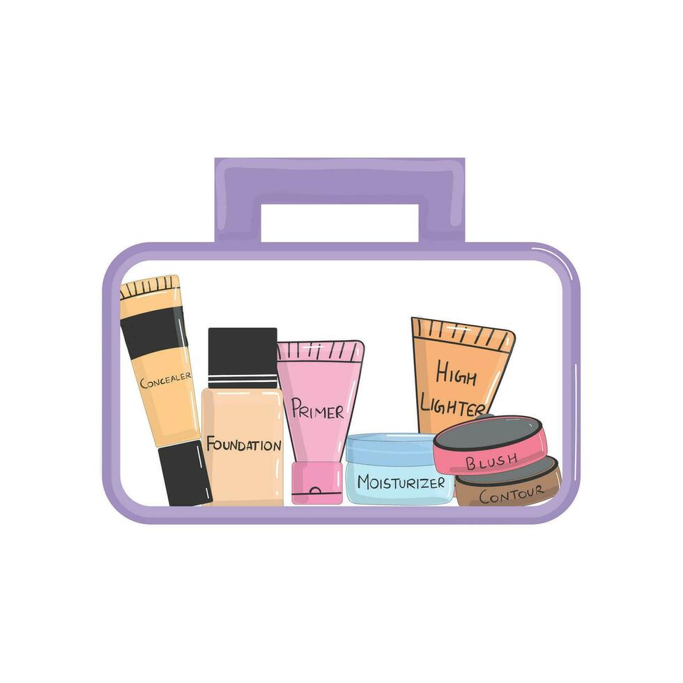 hacer arriba caja con productos cosméticos gratis vector