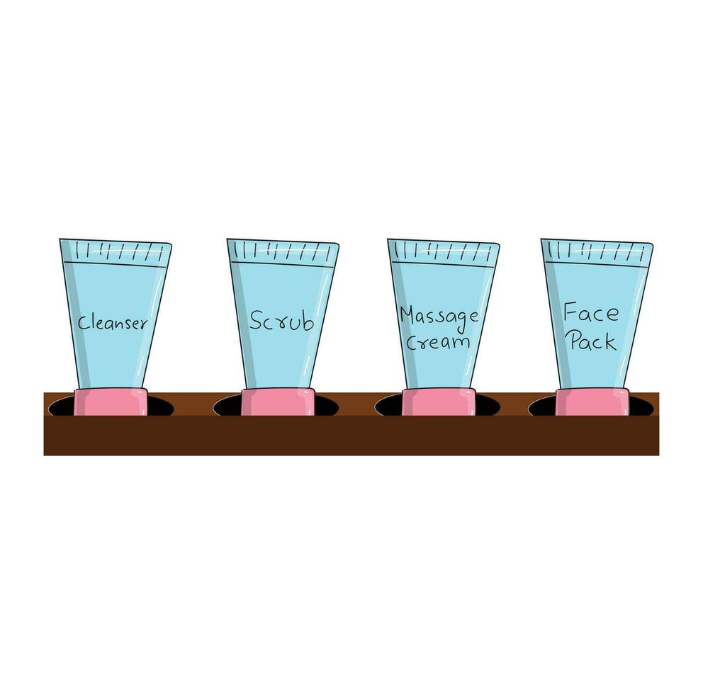 Facial Products Set Hand Drawn Illustration Free Vector