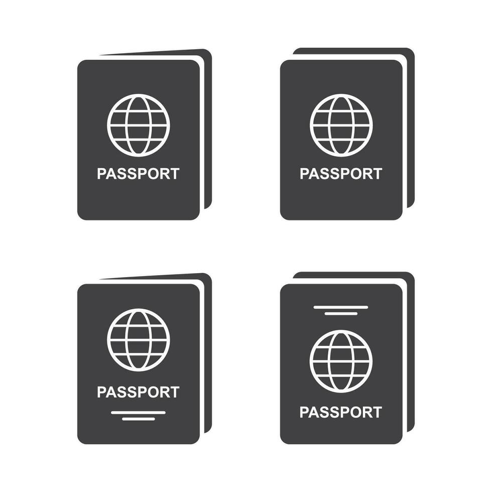 Set of passport icon, identification, citizenship document identity isolated vector illustration.
