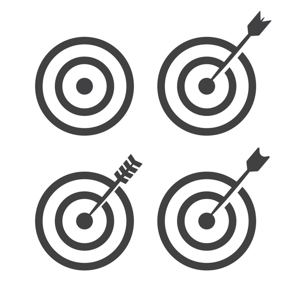 Target icon, aiming sign, goal or focus symbol isolated flat design vector illustration.