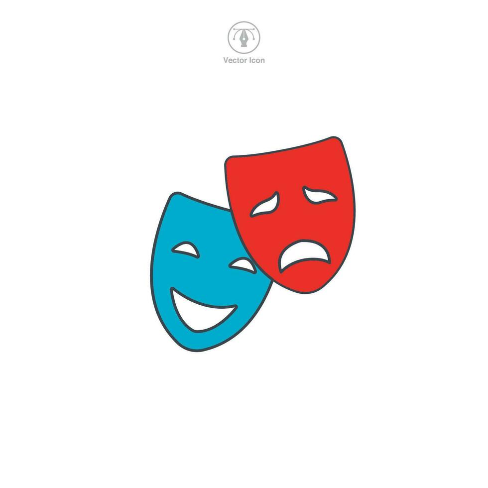 Theater Mask Comedy and tragedy icon symbol vector illustration isolated on white background