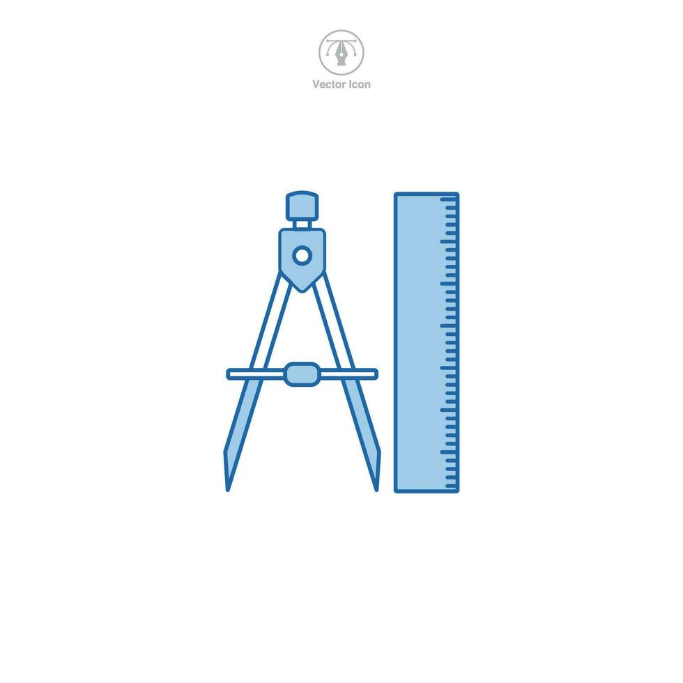 Ruler and Compass icon symbol vector illustration isolated on white background