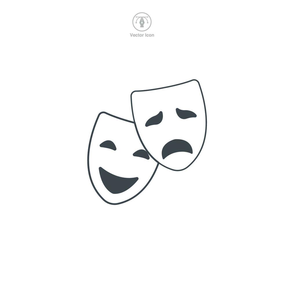 teatro máscara comedia y tragedia icono símbolo vector ilustración aislado en blanco antecedentes