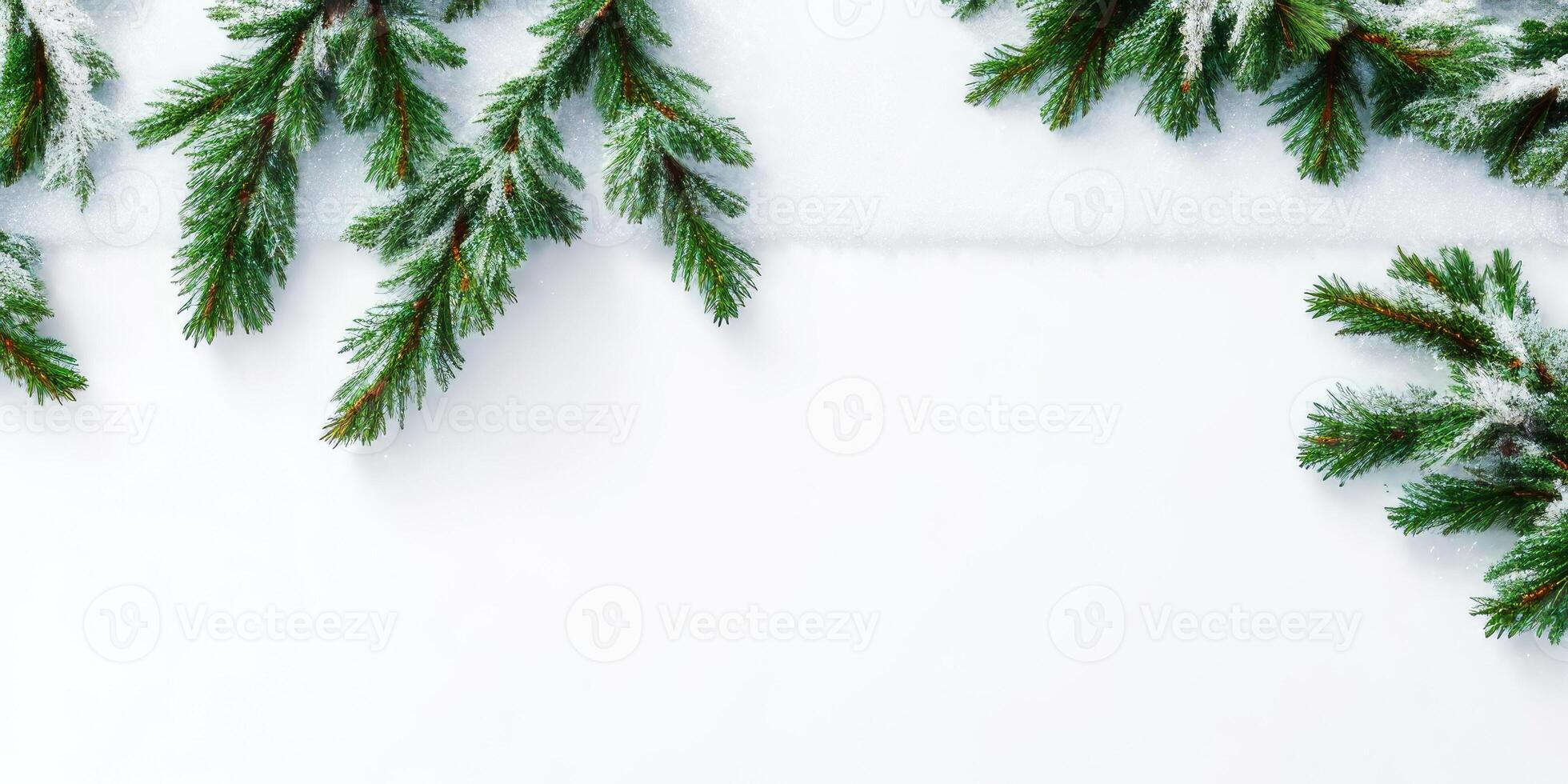 Christmas tree branches and ornaments isolated on white background,Generative AI. photo