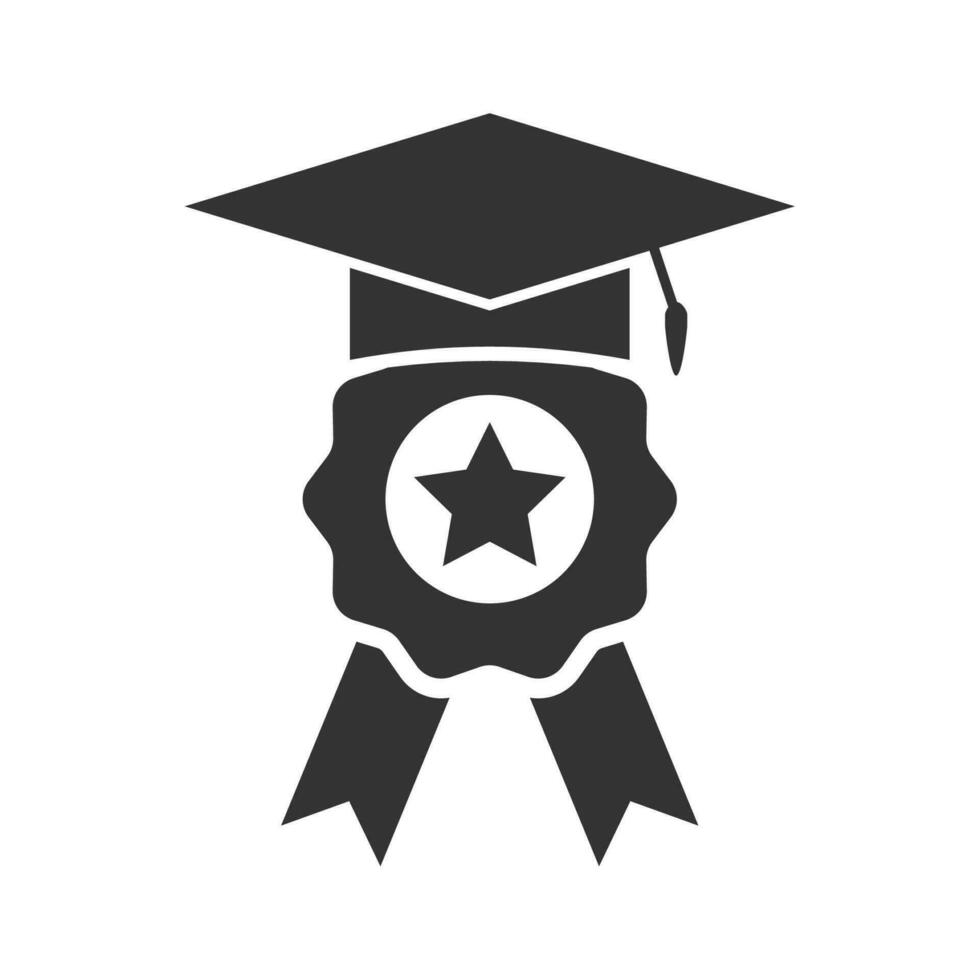 Vector illustration of graduation certificate icon in dark color and white background