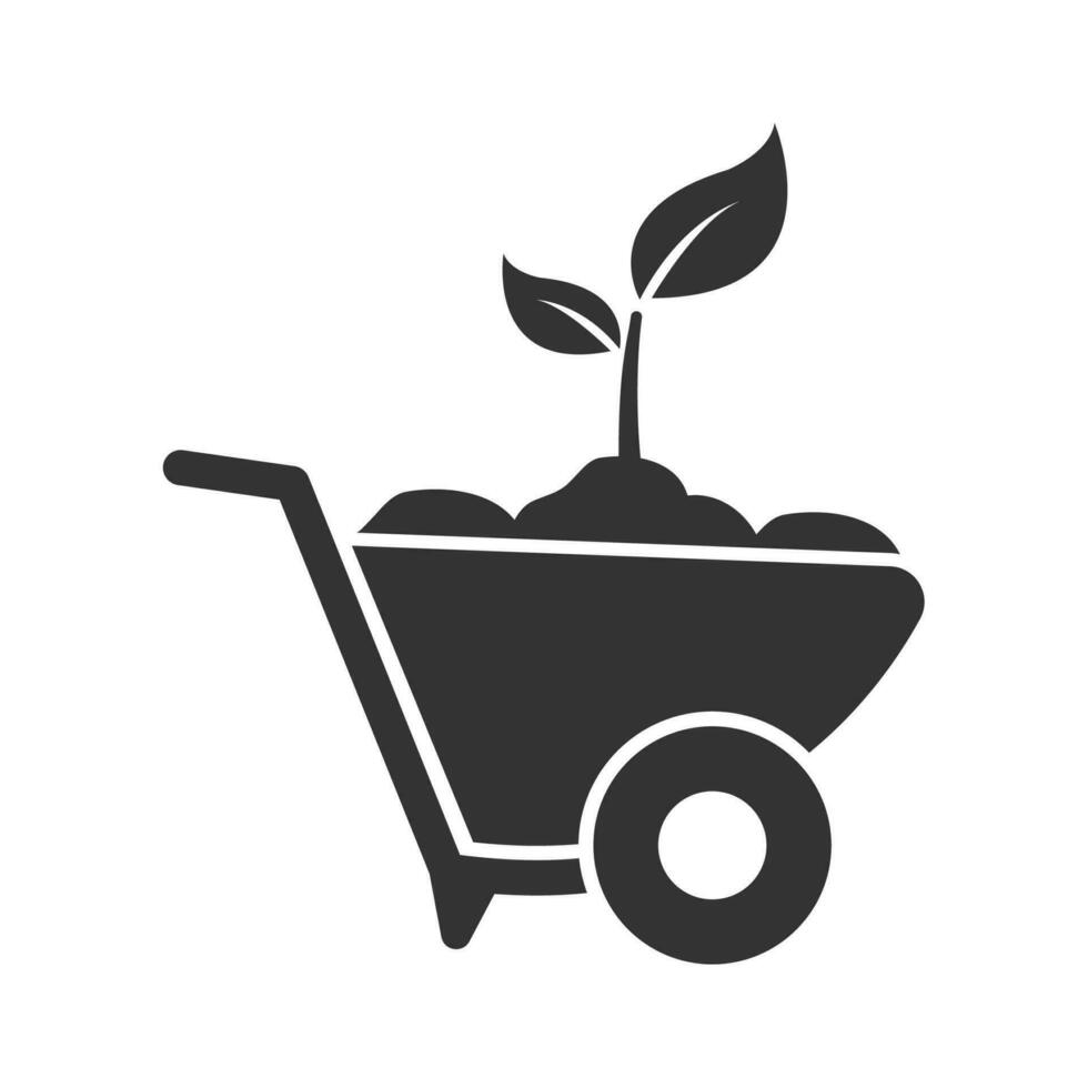 vector ilustración de plantas en un carretilla icono en oscuro color y blanco antecedentes