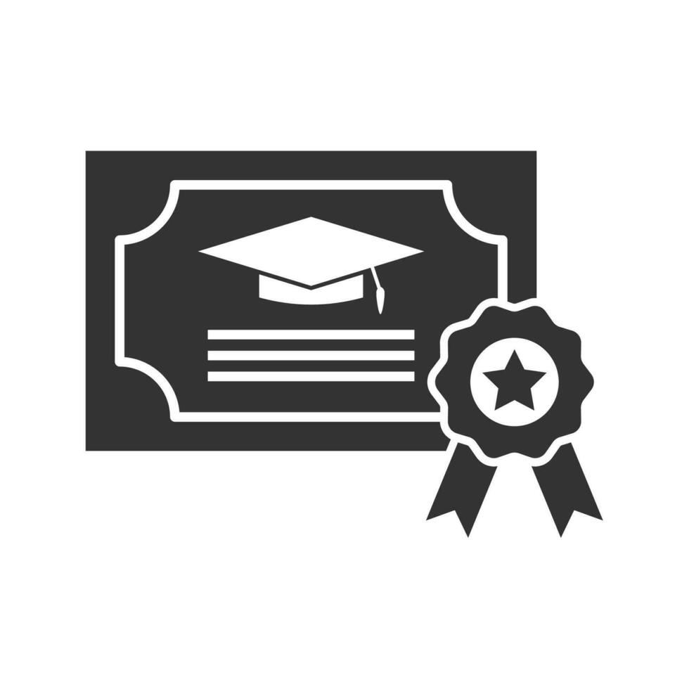 Vector illustration of graduation certificate  icon in dark color and white background