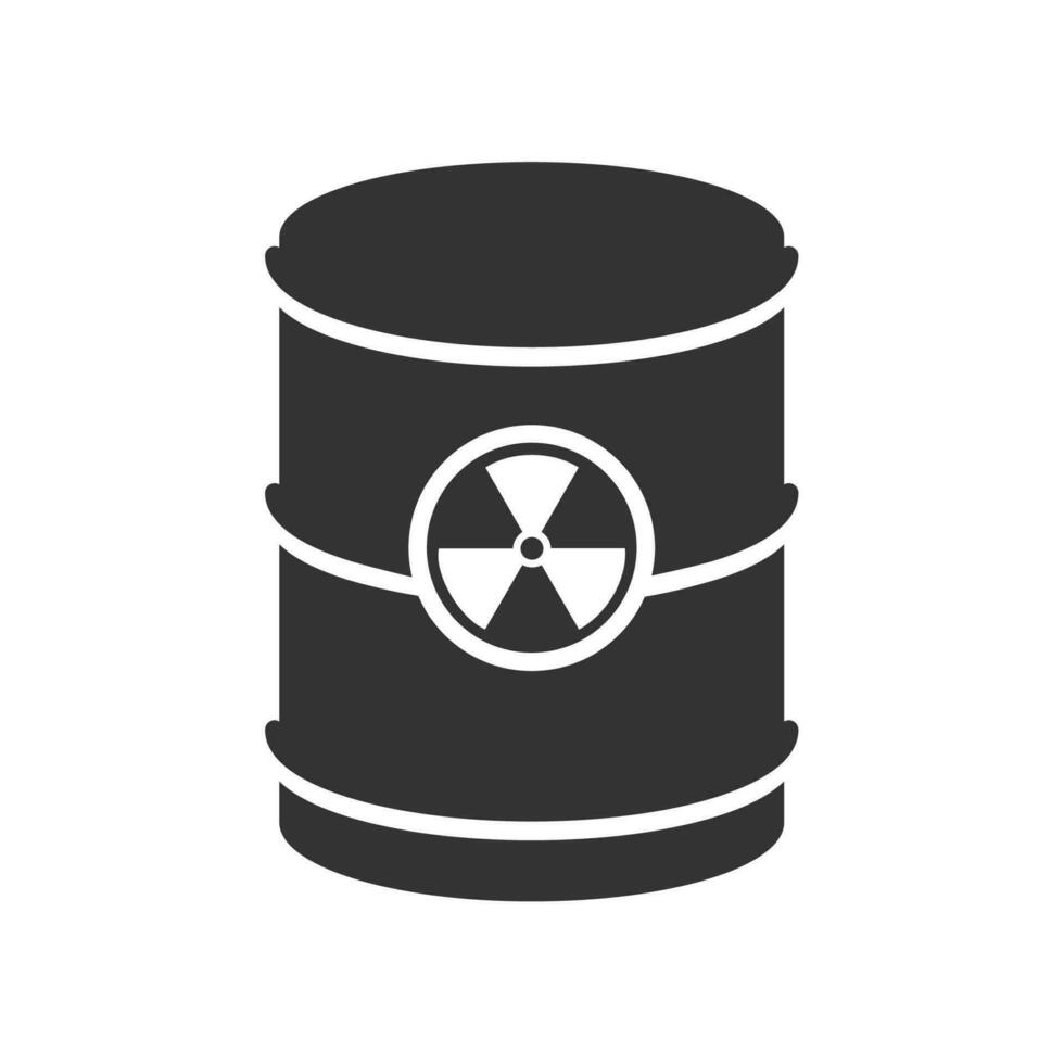 Vector illustration of nuclear barrel icon in dark color and white background