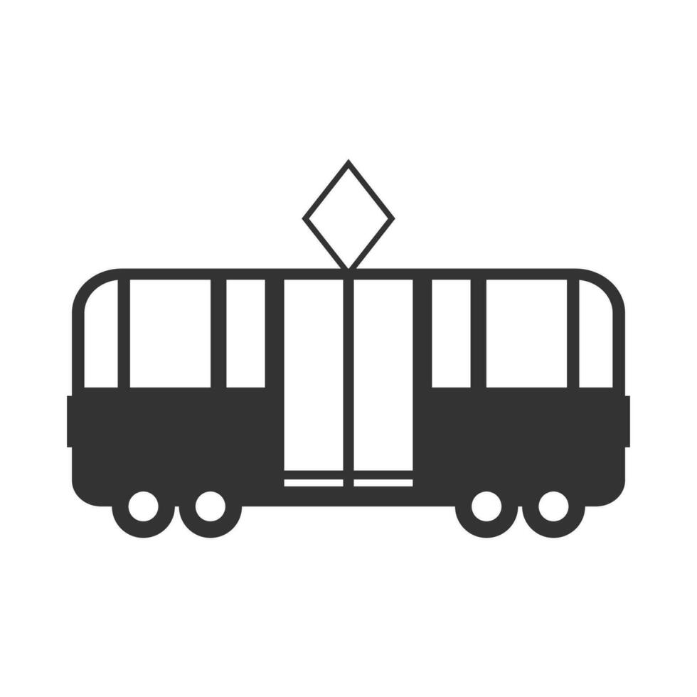 Vector illustration of busway icon in dark color and white background