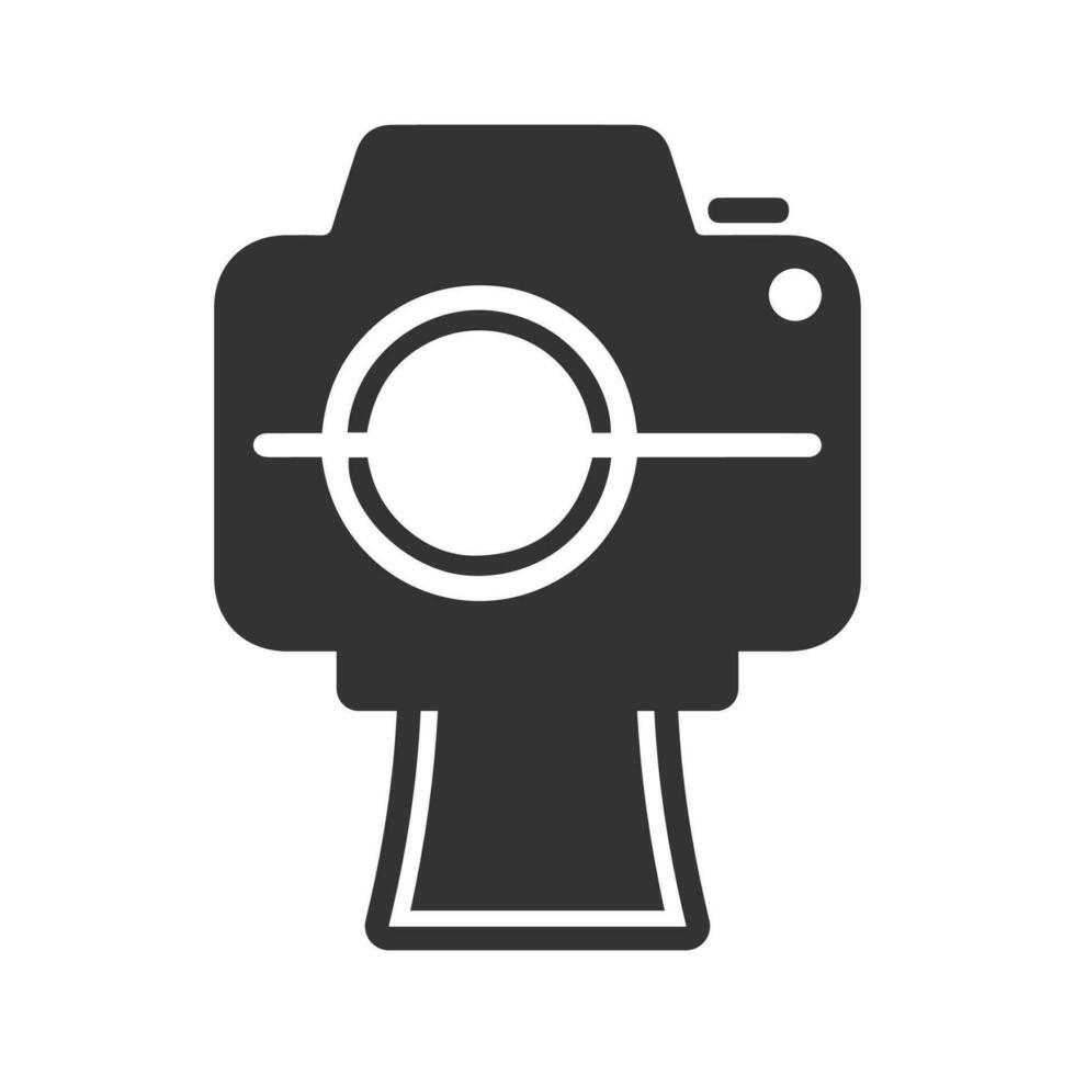 Vector illustration of instant camera  icon in dark color and white background