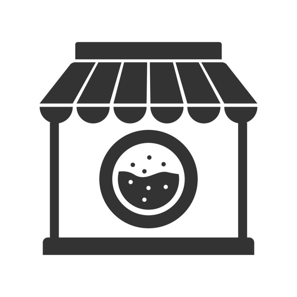 Vector illustration of laundry shop icon in dark color and white background