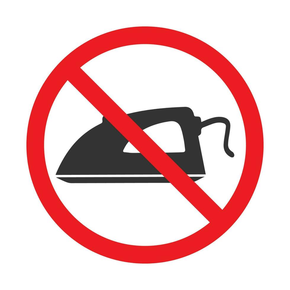 Vector illustration of ironing is prohibited icon in dark color and white background