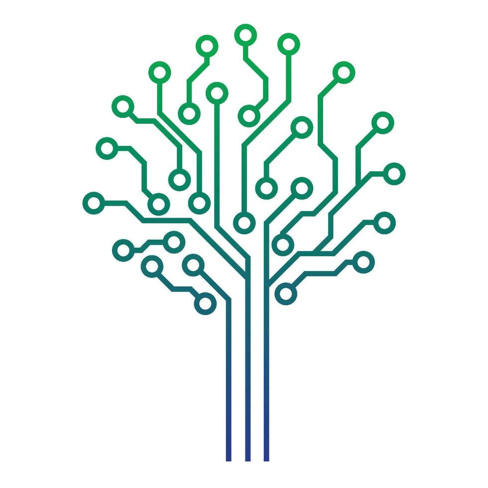 Digital Circuit Tree Vector icon