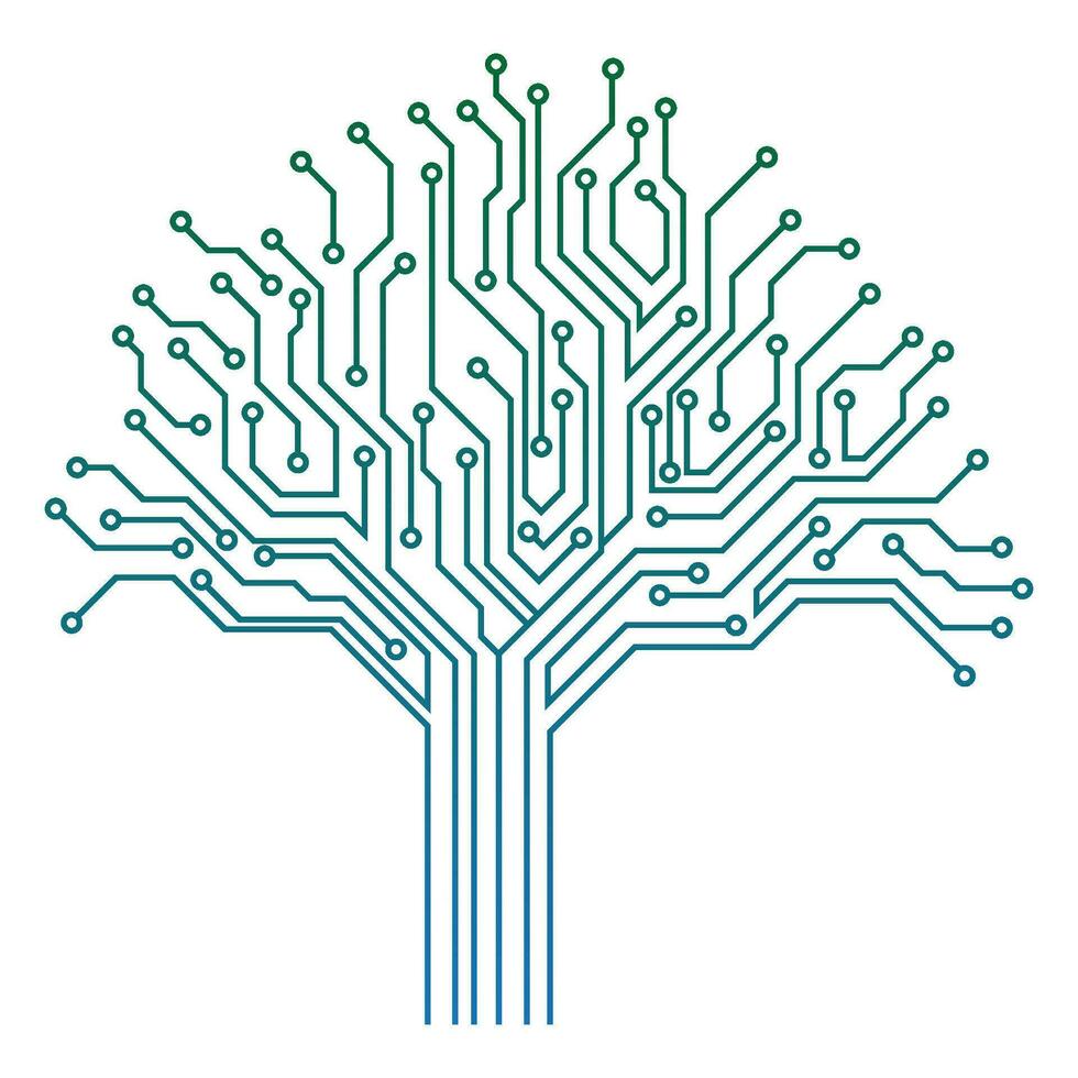 digital circuito árbol vector icono