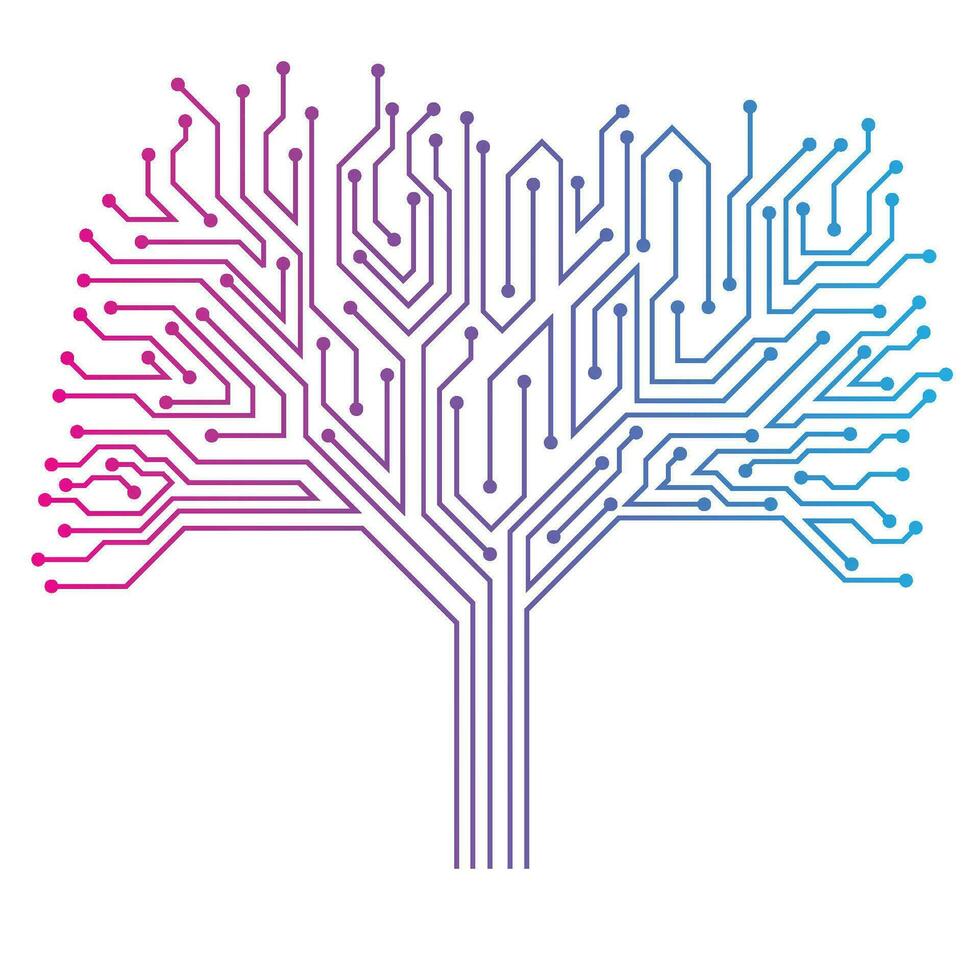 Digital Circuit Tree Vector icon