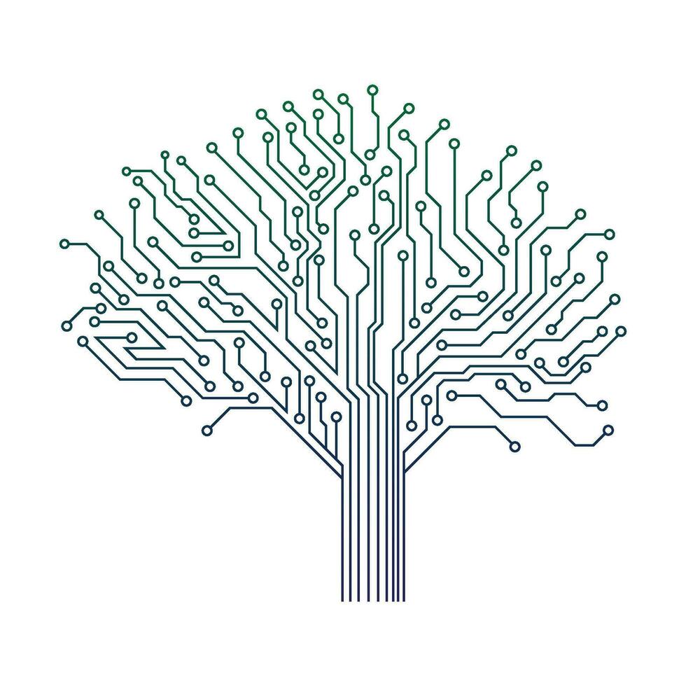 Digital Circuit Tree Vector icon