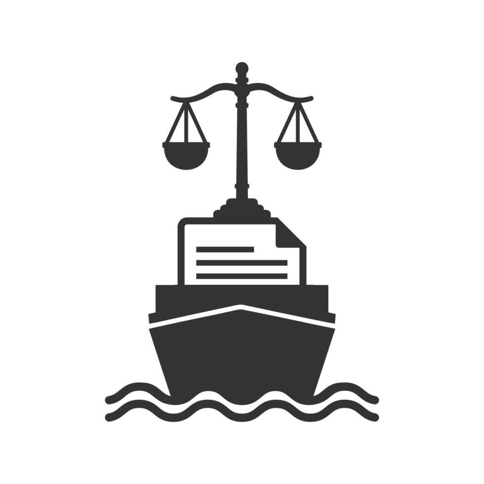 Vector illustration of maritime law icon in dark color and white background