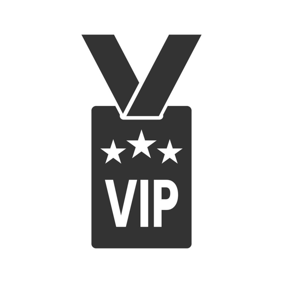 Vector illustration of VIP ID card icon in dark color and white background