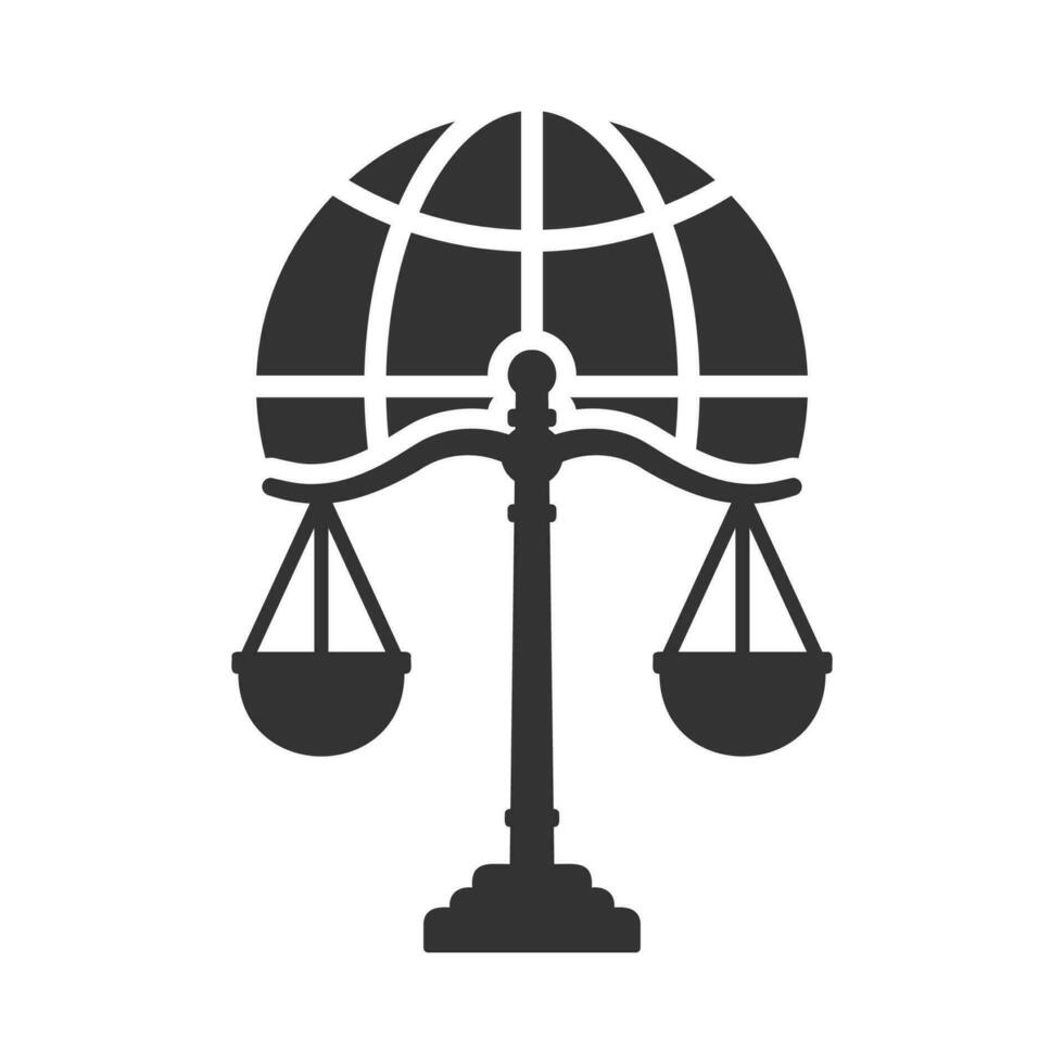 Vector illustration of international law icon in dark color and white background