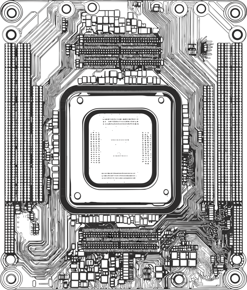 Computer Chip Vector Art, Icons, and Graphics AI Generative png