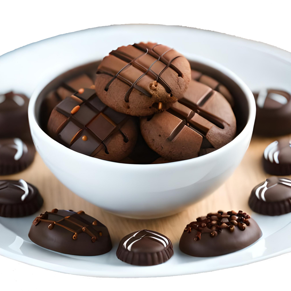 Chocolate Cookies in a Beautiful Bowl generative with AI png