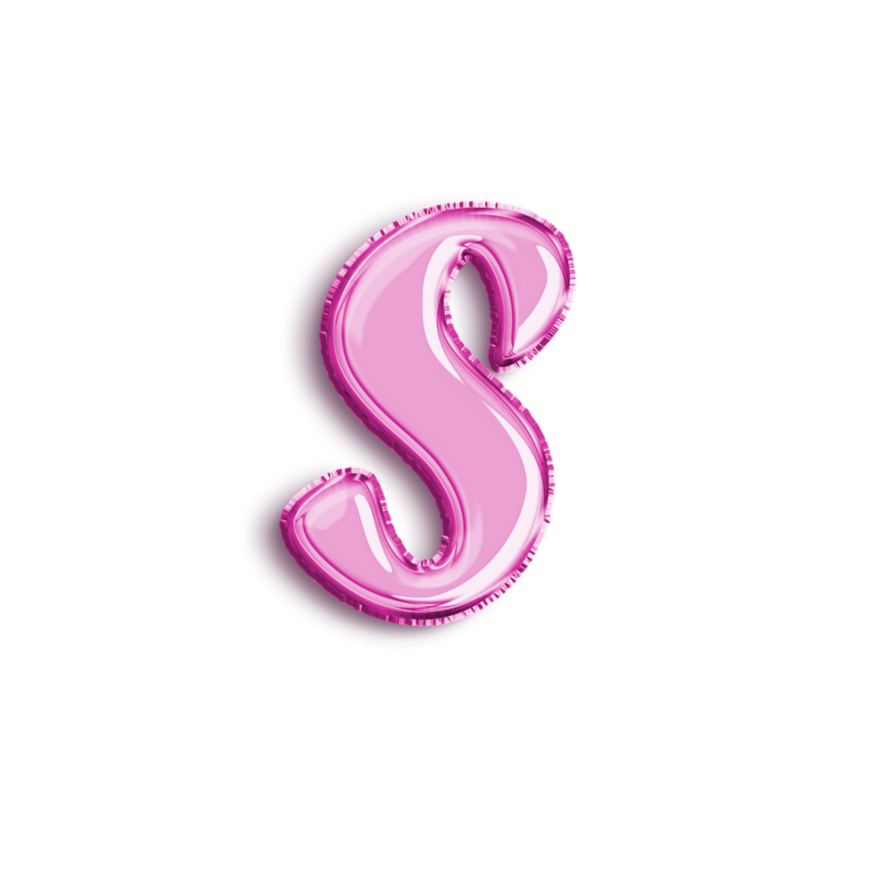 Brilliant balloon alphabet letter S in pink color. 3d rendering realistic metallic hot air balloon, ready to use for your birthday celebration and party, isolated with transparent background png