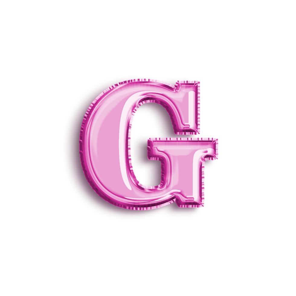 Brilliant balloon alphabet letter G in pink color. 3d rendering realistic metallic hot air balloon, ready to use for your birthday celebration and party, isolated with transparent background png